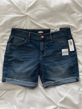 Old Navy Girls Dark Blue Rolled-Hem Denim Shorts